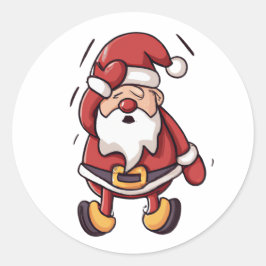 Pegatina Redonda Caricatura de navidades - Santa