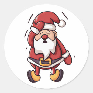 Pegatina Redonda Caricatura de navidades - Santa