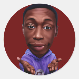 Pegatina Redonda Caricatura digital de Khabane "Khaby" Lame.