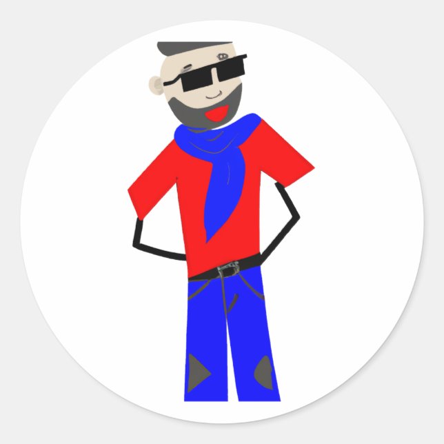 Pegatina Redonda Caricatura única (Anverso)