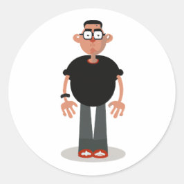 Pegatina Redonda Caricatura única