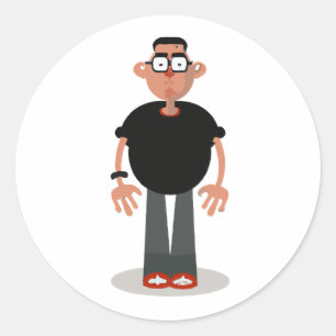 Pegatina Redonda Caricatura única