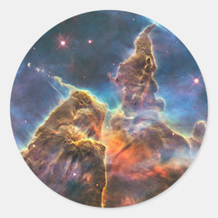 Pegatina Redonda Carina Nebula Por El Telescopio Espacial Hubble