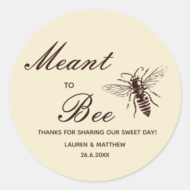 Pegatina Redonda Cariño Boda Gracias (Anverso)