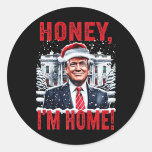 Pegatina Redonda Cariño vintage soy Navidades de Trump en casa
