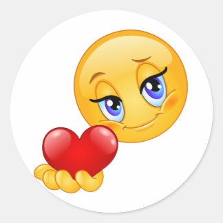 Pegatina Redonda cariñoso dulce emoji amor corazones beso clásico r