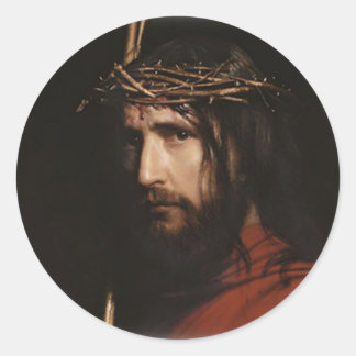 Pegatina Redonda Carl Heinrich Bloch - Cristo (detalle)