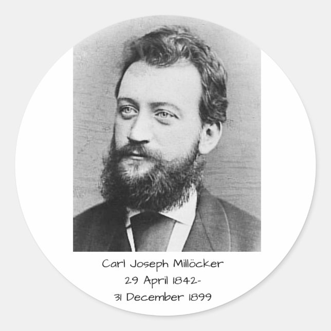 Pegatina Redonda Carl Joseph Millöcker (Anverso)