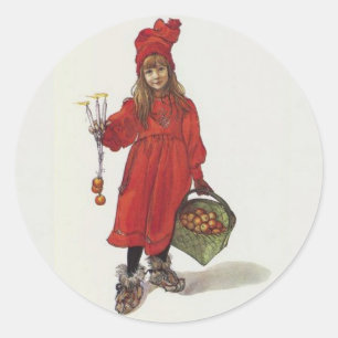 Pegatina Redonda Carl Larsson, "Brita som Iduna"