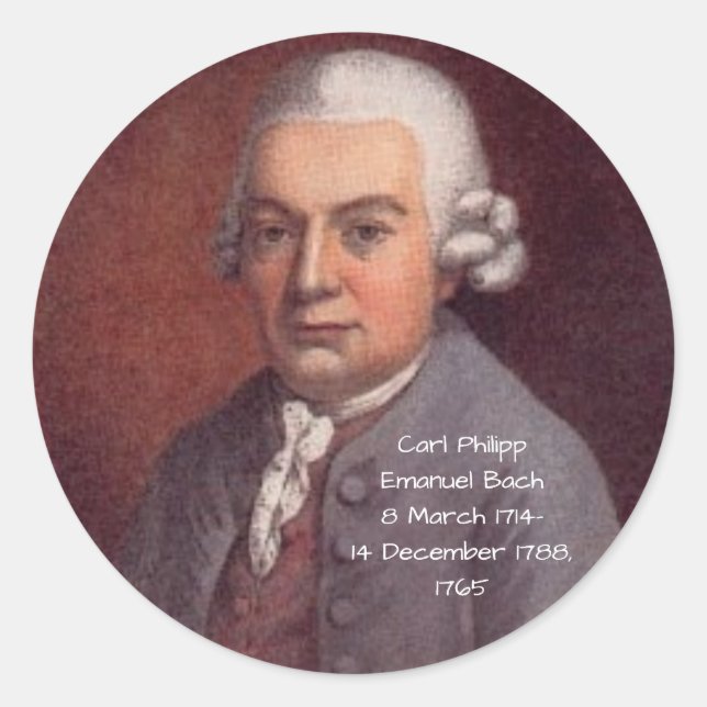 Pegatina Redonda Carl Philipp Emanuel Bach 1765 (Anverso)