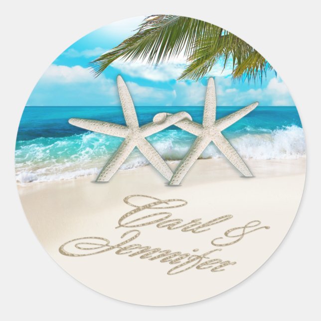 Pegatina Redonda Carl Starfish Pareja PIDE SUS NOMBRES EN ARENA (Anverso)