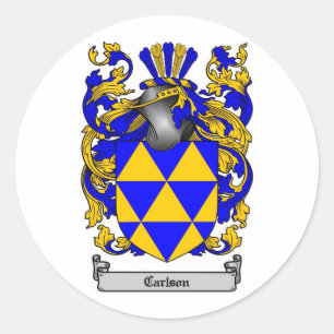 PEGATINA REDONDA CARLSON FAMILIAR CREST - CARLSON COAT OF ARMS