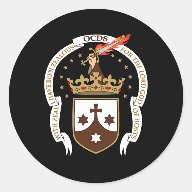 Pegatina Redonda Carmelita secular (Anverso)