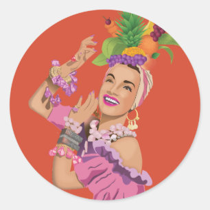 Pegatina Redonda Carmen Miranda