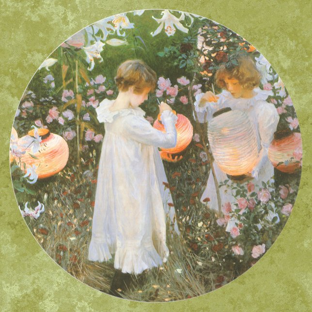 Pegatina Redonda Carnación, Lily, Lily, Rosa De John Singer Sargent (Subido por el creador)