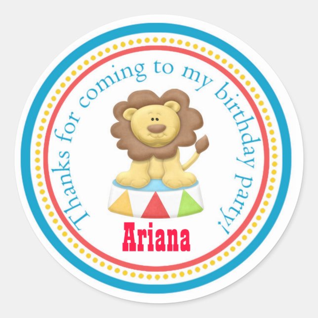 Pegatina Redonda Carnaval Circo Partido de Cumpleaños Favor Pegatin (Anverso)