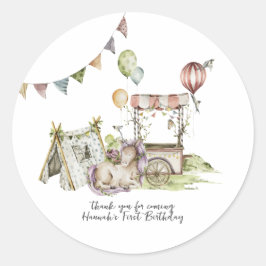 Pegatina Redonda Carnaval de circo | Fiesta de cumpleaños de Woodla