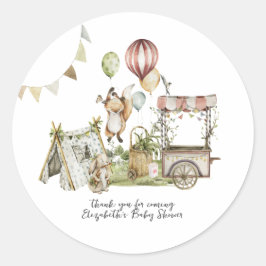 Pegatina Redonda Carnaval de circo | Woodland Forest Baby Shower