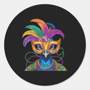 Pegatina Redonda Carnaval de disfraces de Mardi Gras Nueva Orleans