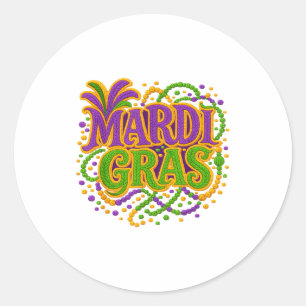 Pegatina Redonda Carnaval de Mardi Gras Martes de Carnaval Enganche