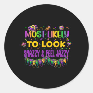 Pegatina Redonda Carnaval de Mardi Gras Nola muy probablemente coin