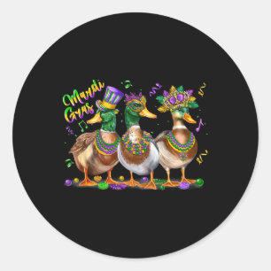 Pegatina Redonda Carnaval de pato de Mardi Gras disfraz Louisiana h