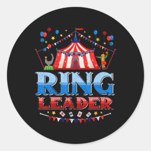 Pegatina Redonda Carnaval de personal de Ring Leader de disfraces d