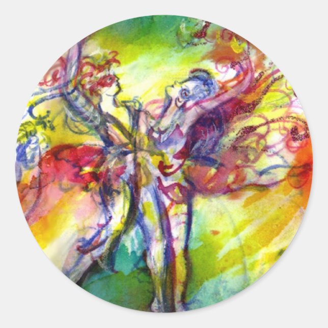 Pegatina Redonda CARNAVAL ITALIANO / Danza, música, teatro (Anverso)