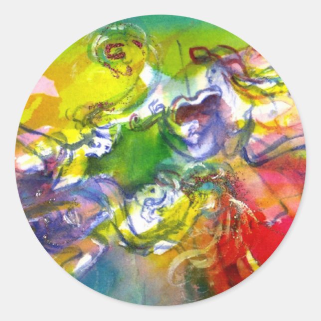 Pegatina Redonda CARNAVAL ITALIANO / Danza, música, teatro (Anverso)