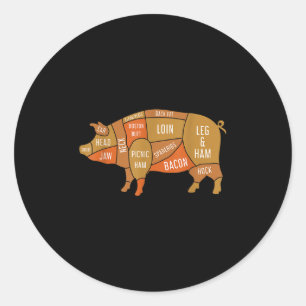 Pegatina Redonda Carne ahumada de cerdo Lover Funny Bbq Chef Gift G