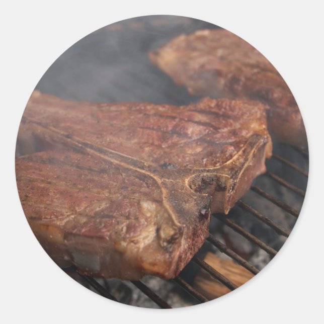 Pegatina Redonda Carne de parrilladas de parrilladas (Anverso)