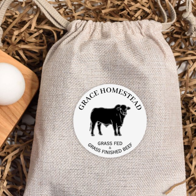 Pegatina Redonda Carne de pasto de uva Añadir nombre a los agricult (Subido por el creador)