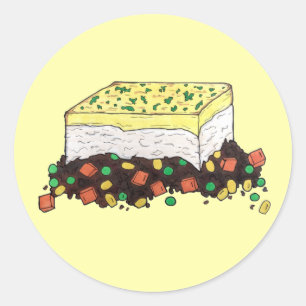 Pegatina Redonda Carne de pastor de pastor de cabra de comida ingle