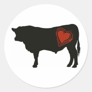 Pegatina Redonda Carne de vaca negra de Angus del amor