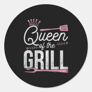 Pegatina Redonda Carne Graciosa Barbacoa Chef Mujeres Regalo Bbq ah