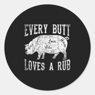 Pegatina Redonda Carne humeante divertida Bacon Lover Bbq Chef Rega