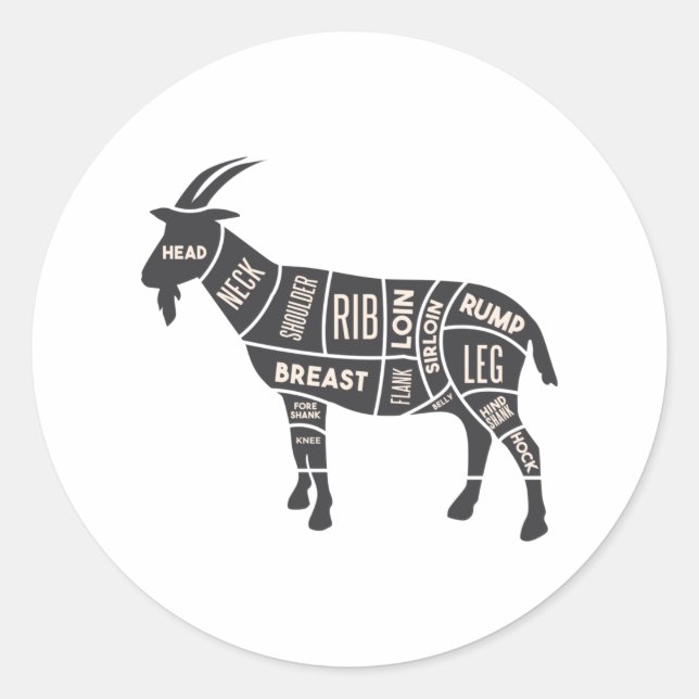 Pegatina Redonda Carnicero de cabra (Anverso)
