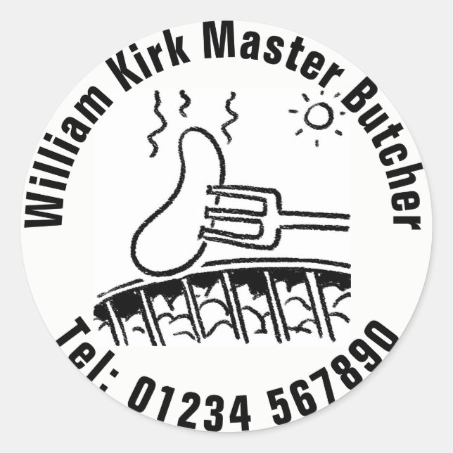 Pegatina Redonda Carnicero maestro (Anverso)