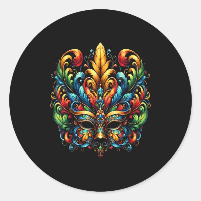 Pegatina Redonda Carnival Mask Brazil Rio  (Anverso)