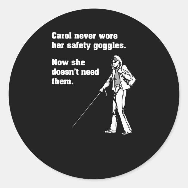 Pegatina Redonda Carol Safety Goggles Ciencia Química (Anverso)