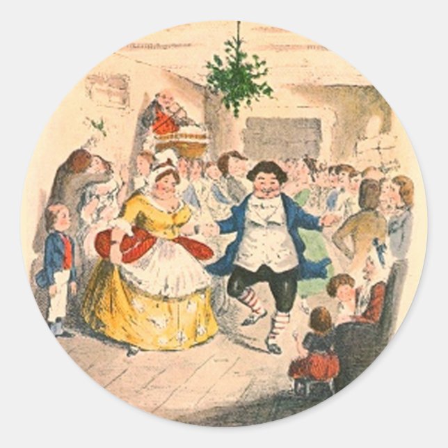 Pegatina Redonda Carol, un Navidad (Anverso)