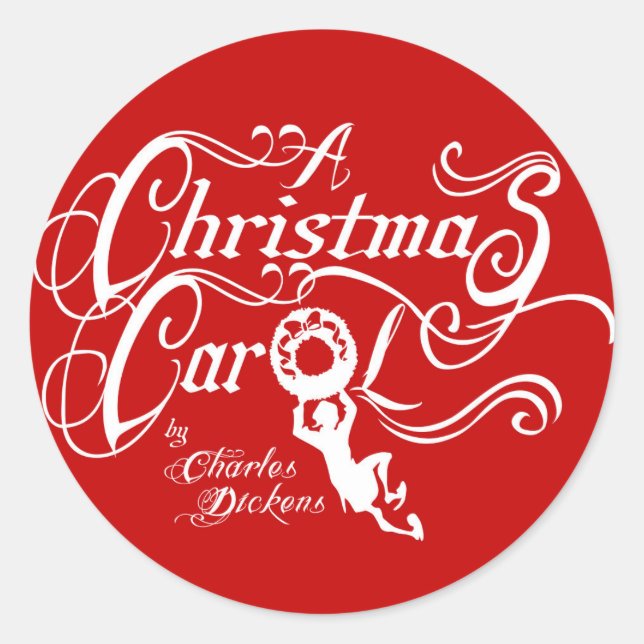 Pegatina Redonda Carol, un Navidad (Anverso)