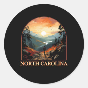 Pegatina Redonda Carolina del Norte Nc Senderismo Montaña Orgullo d