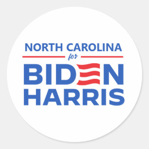 Pegatina Redonda Carolina del Norte para Biden Harris