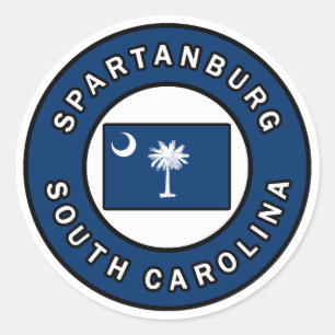 Pegatina Redonda Carolina del Sur de Spartanburg