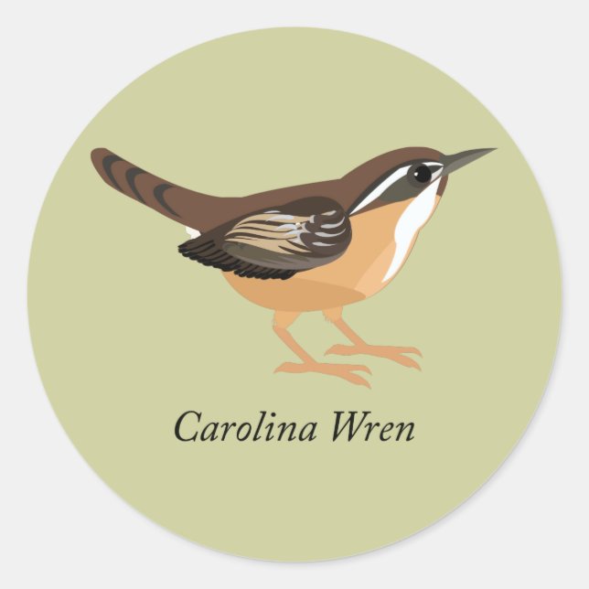 Pegatina Redonda Carolina Wren (Anverso)