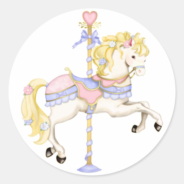 Pegatina Redonda Carousel Pony (Anverso)