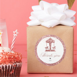 Pegatina Redonda Carousel Purpurina Cumpleaños