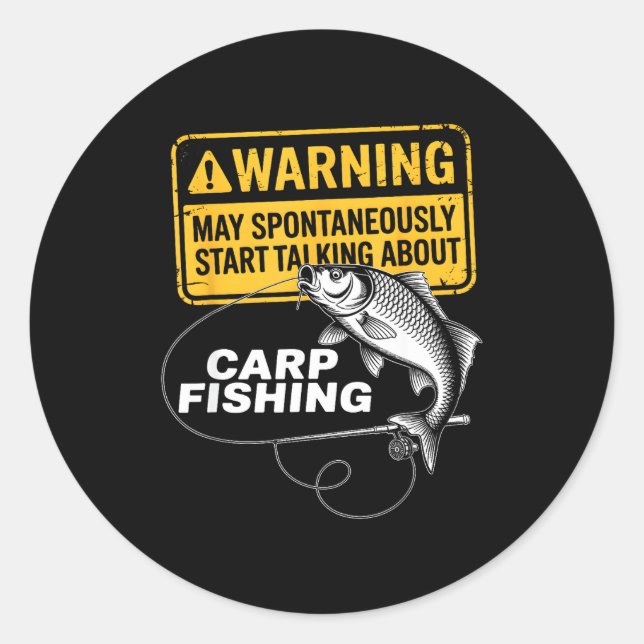 Pegatina Redonda Carp Fishing Design For Men Funny Catfish And Carp (Anverso)
