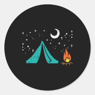Pegatina Redonda Carpa de Camping Campire Campista Niños Niñas Homb